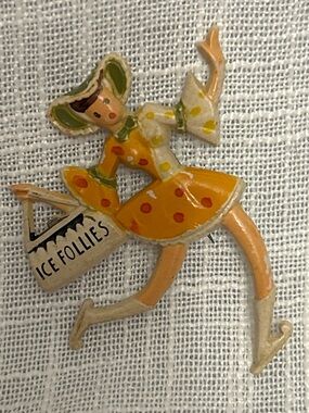 vintage 1940s- 1950s era novelty Ice Follies souvenir brooch.